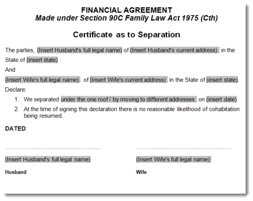 Separation agreement template sample 3